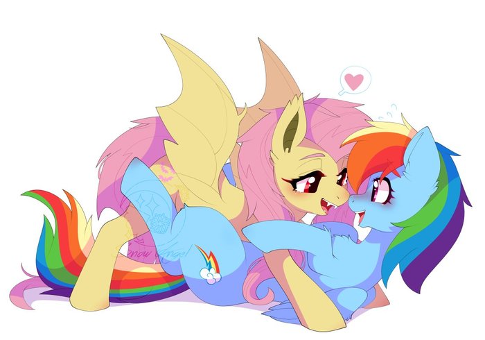    My Little Pony, Fluttershy, Flutterbat, Rainbow Dash, MLP Lesbian, 