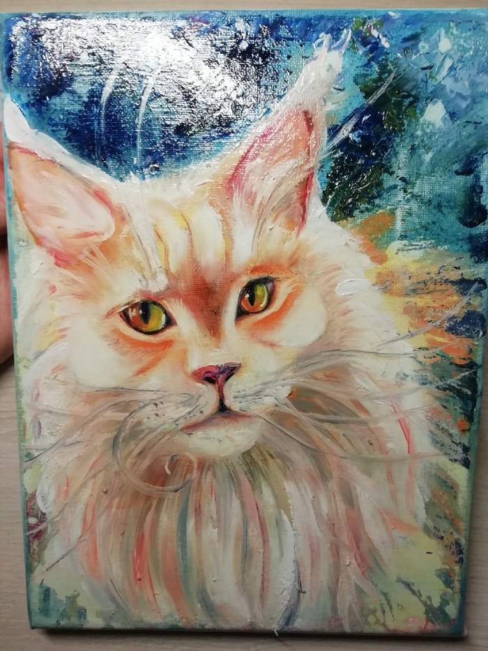 Cat Sir Reginald - My, cat, Drawing, Oil painting, Presents, Needlework without process