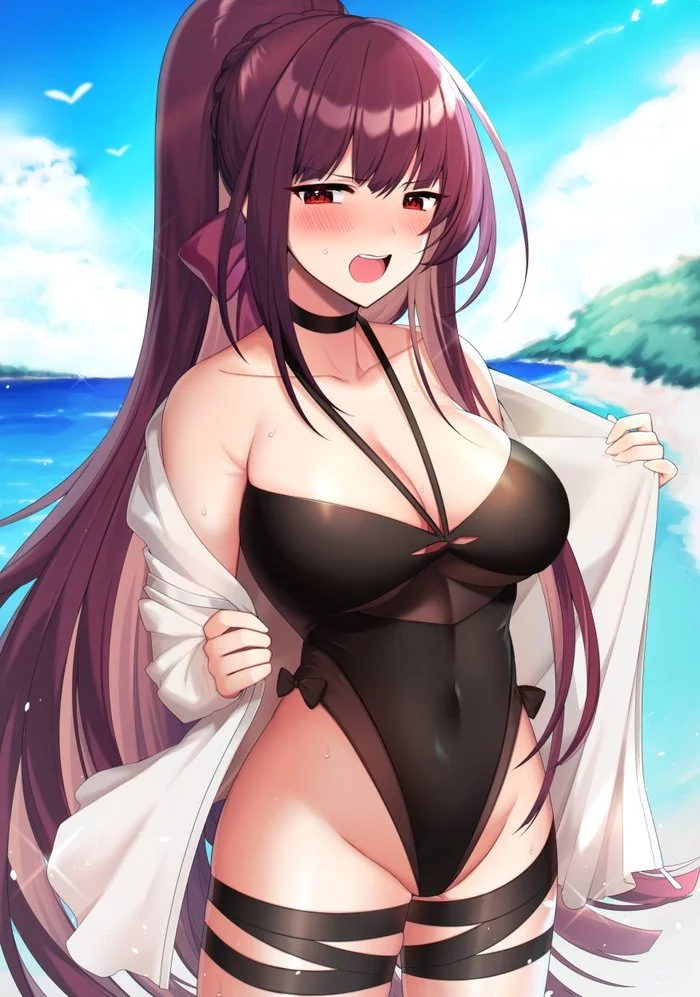 WA2000 - NSFW, Anime, Anime art, Girls frontline, WA2000, Swimsuit, Breast