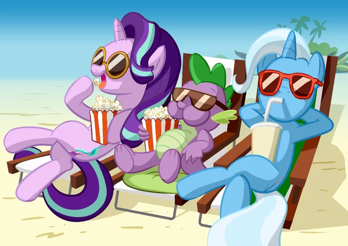 Relaxation - My little pony, PonyArt, Starlight Glimmer, Trixie, Spike