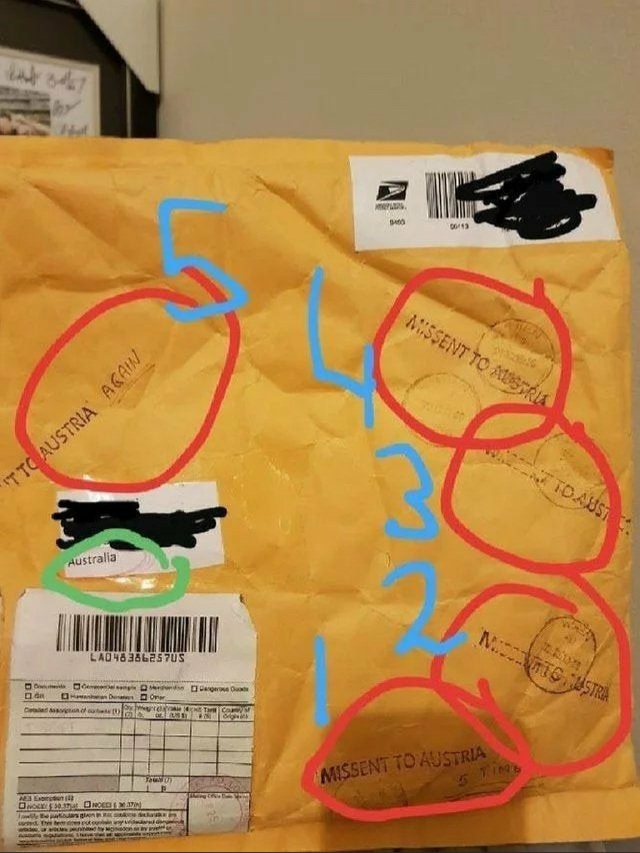 Adventures of the parcel - Austria, Australia, Error, mail