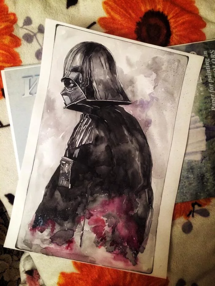 Watercolor lords - My, Darth vader, Painting, Watercolor, Artist, Longpost