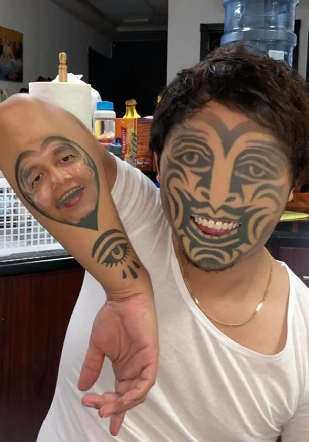 Reply to the post “Face replacement, that’s a crapshoot” - Kripota, Face swap, Longpost, Tattoo, Reply to post