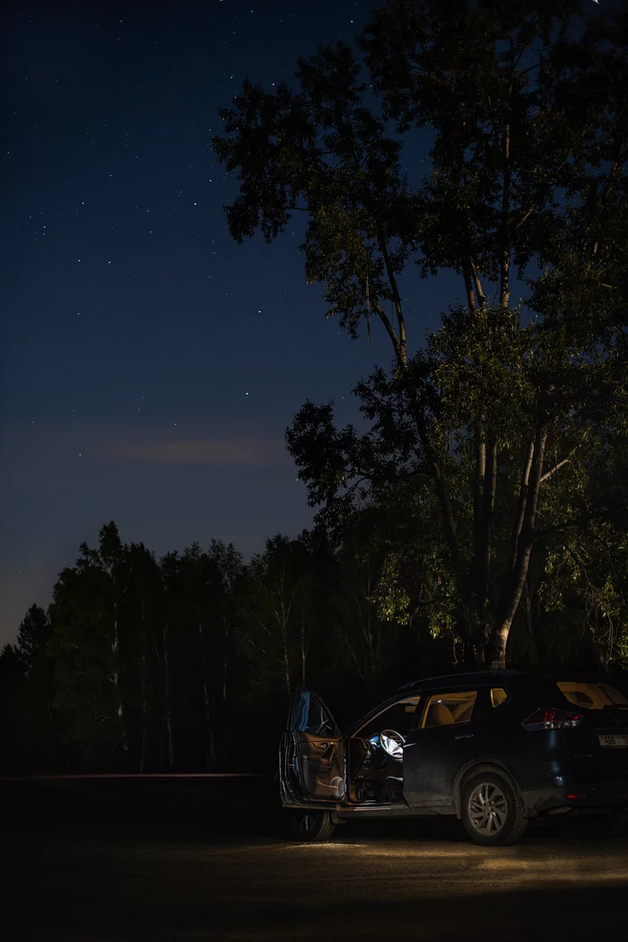 Night - My, Night, Stars, Car, Cannon, Longpost, The photo, Stars