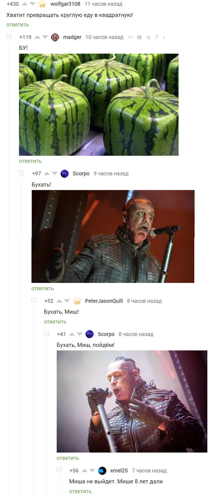 Topical - Till Lindemann, Watermelon, Rammstein, Mikhail Efremov, Longpost, Comments on Peekaboo, Screenshot