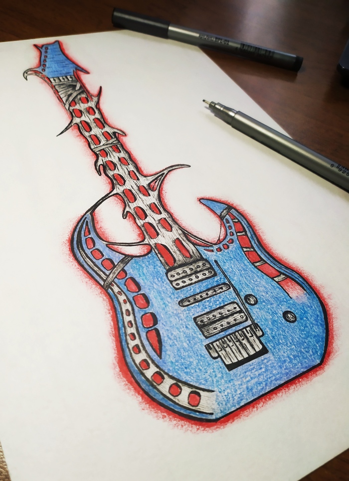 Тату эскиз гитары