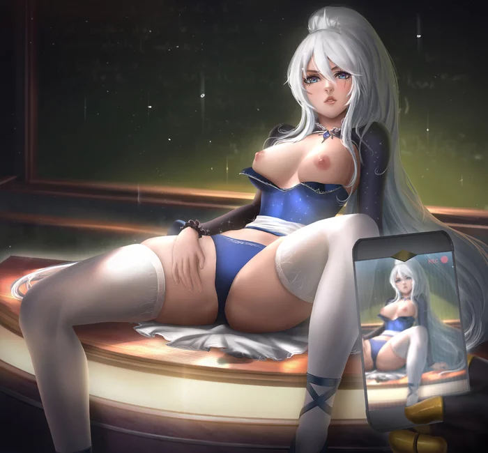 Weiss schnee - NSFW, Anime, RWBY, Anime art, Drawing, Winter Schnee, Breast, Underpants