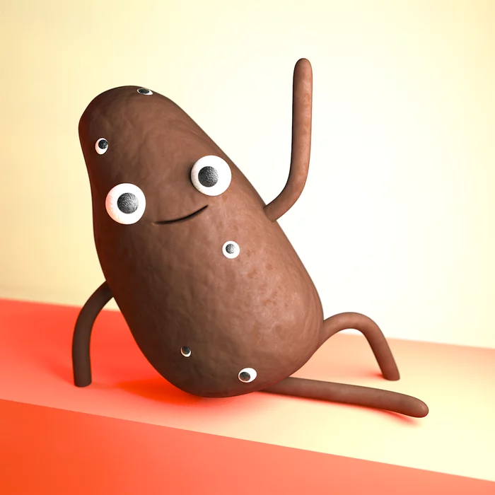 Potato - My, 3D, 3D modeling, Cinema 4d, Art, Potato, Characters (edit), Relaxation, Greetings