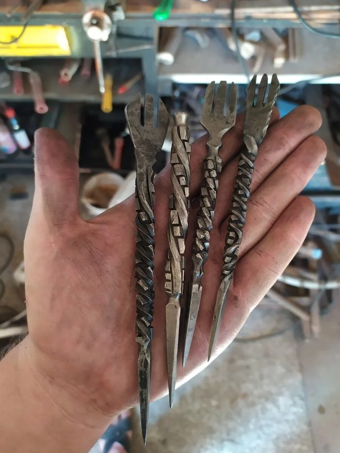 New forged forks... - My, Forging, Awl, Hookah, Longpost, Needlework with process