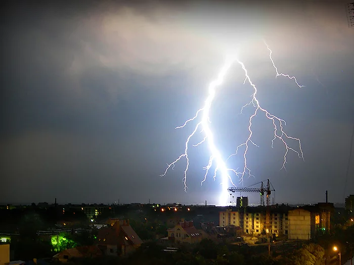 Light in the dark - My, Lightning, Black Sea, Evpatoria, Night