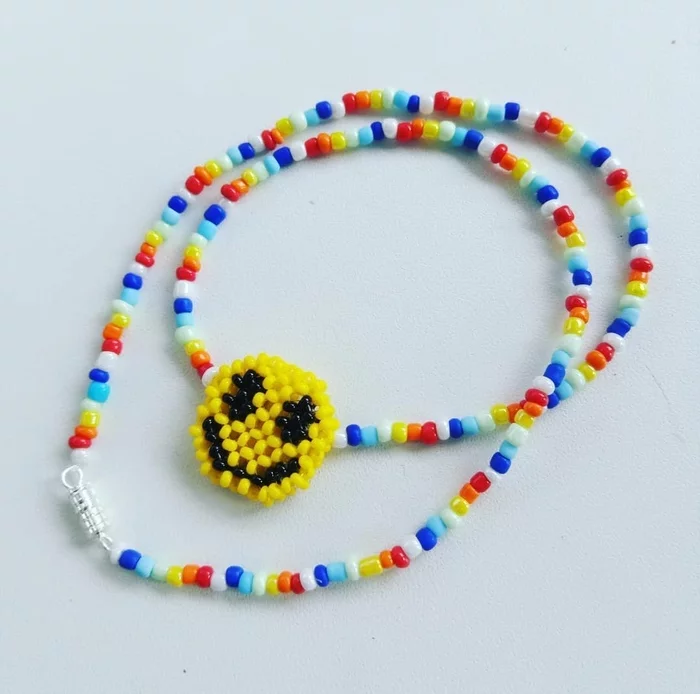 Smiley - My, Bijouterie, Needlework without process, Beading, With your own hands, Choker, Trend, Smile, Beads