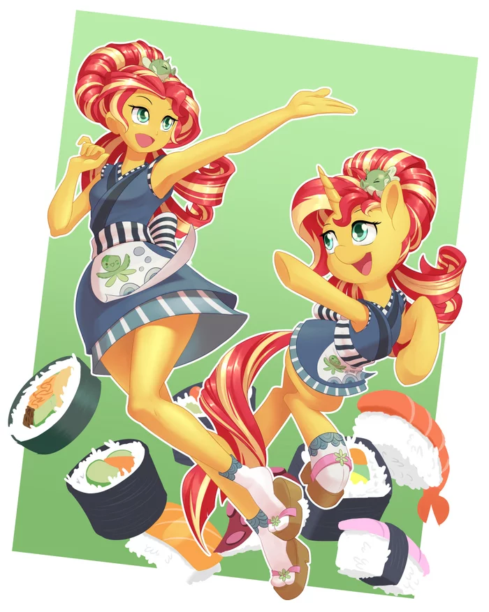 Sushi Shimmer - My little pony, PonyArt, Equestria girls, Sunset shimmer, Dstears