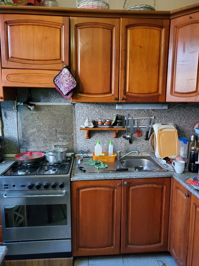 Kitchen modernization by women's hands - My, With your own hands, Kitchen, Creation, Needlework, Repair, Reconstruction, Longpost, The large family