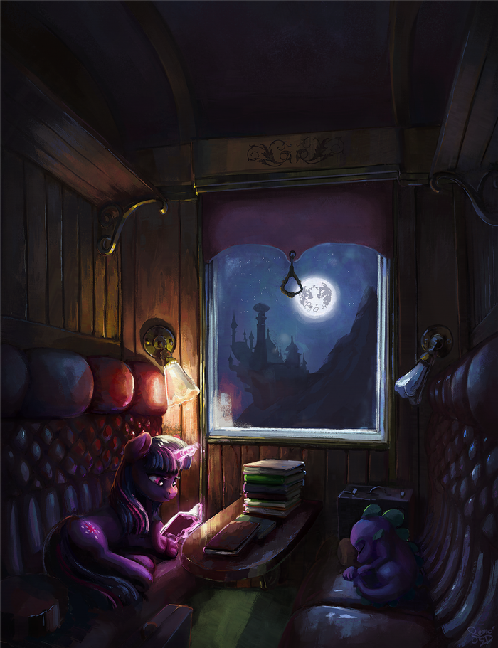 The Mares In The Moon My Little Pony, Ponyart, Twilight Sparkle, Spike, Nemo2d