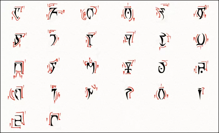 Daedric alphabet in the Dunmer language - The Elder Scrolls III: Morrowind, The Elder Scrolls V: Skyrim, The Elder Scrolls IV: Oblivion, The Elder Scrolls Online, Long, Longpost
