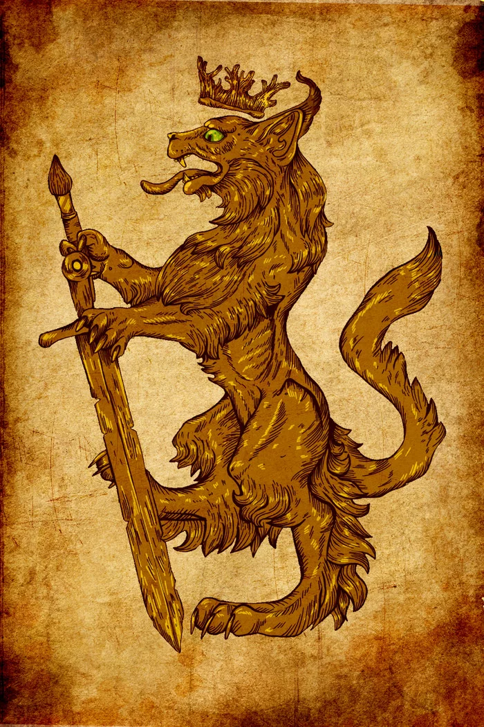 heraldic lynx - My, Creation, Drawing, Digital, Art, Heraldry, Animals, Stylization