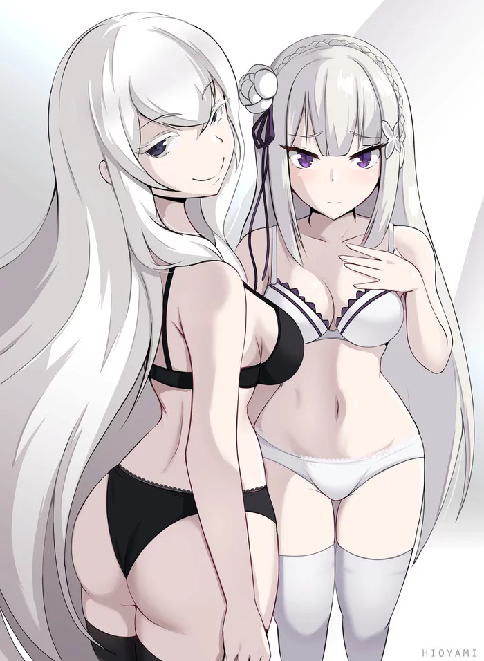 E&E - NSFW, Re: Zero Kara, Emilia, Echidna, Anime art, Anime