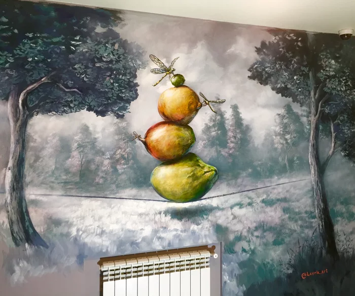 Wall painting - My, Wall painting, Oil painting, Painting, Art, Landscape, Decor, Design, Longpost