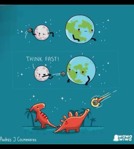 Think faster - Land, moon, Meteorite, Dinosaurs, Comics, Wawawiwa