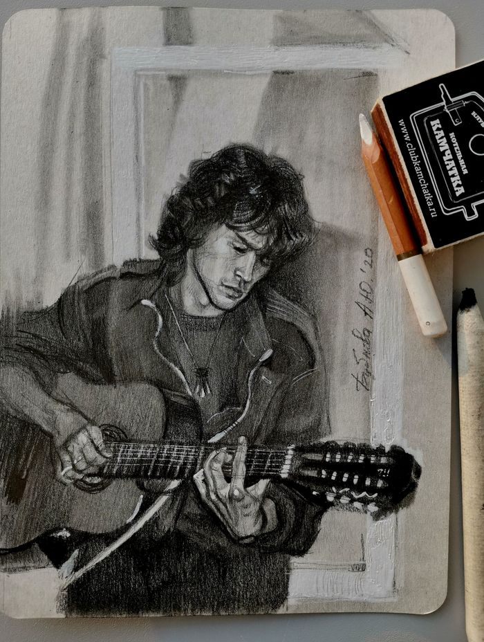 Tsoi in drawings - My, Anna Bubnova, Viktor Tsoi, KINO Group, Pencil drawing, Celebrities, Sketch, Sketch, Sketchbook, Longpost