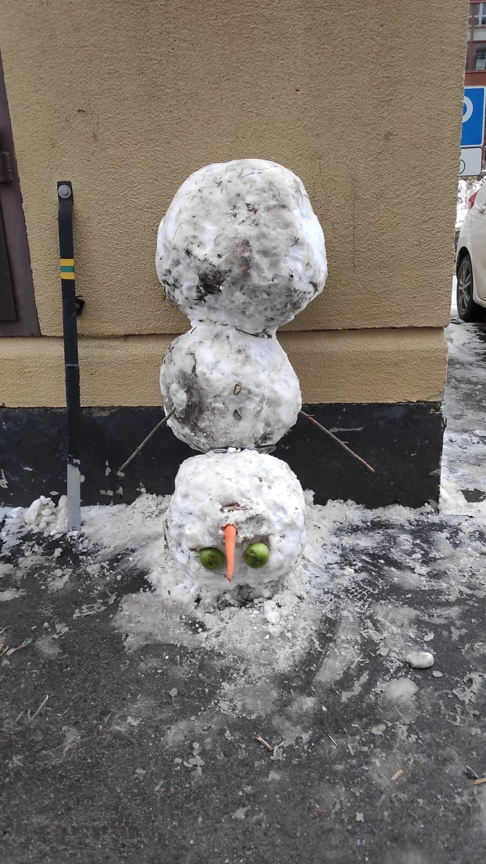 The snowman that 2020 deserves - My, Children, snowman, Winter, 2020, Longpost