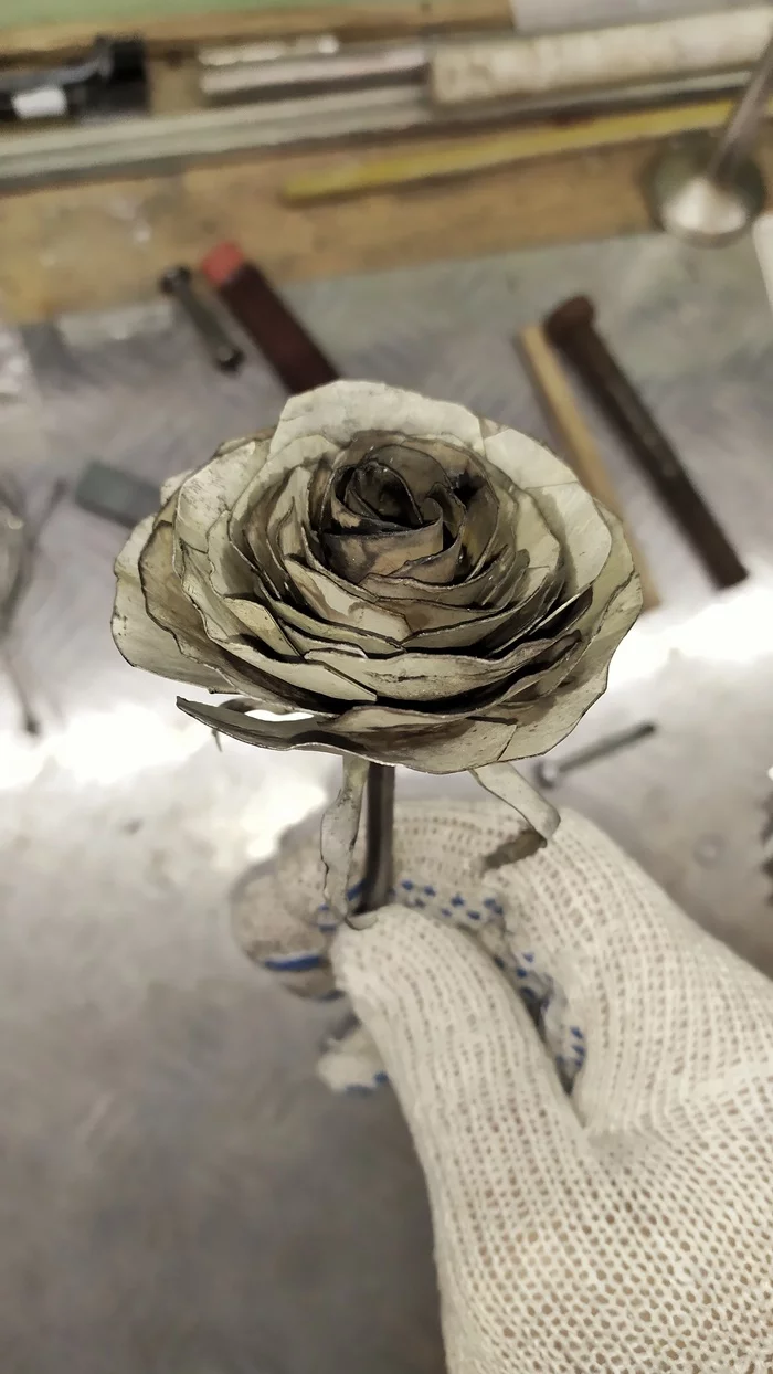 First attempt to make a steel rose - My, the Rose, Homemade, Iron Rose, Flowers, crazy hands