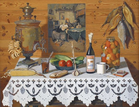 Still life of the feast era - Painting, Still life, Alcohol, Snack, Painting, Longpost