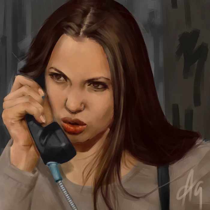 My drawing of Angelina Jolie - My, Drawing, Digital drawing, Painting, Fan art, Art, 2D drawing, Drawing on a tablet