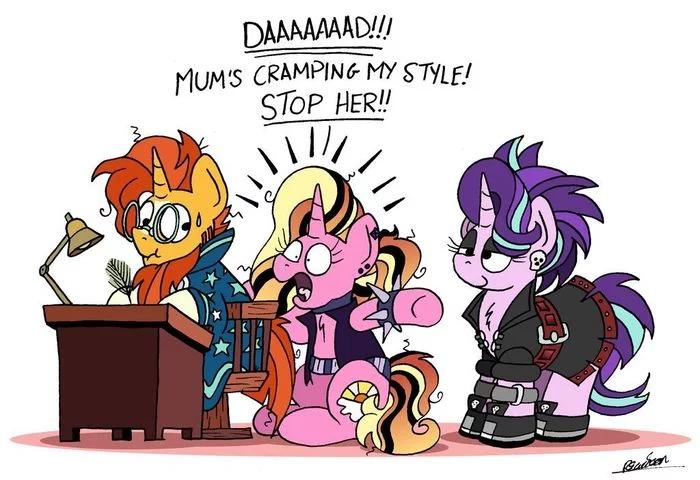 PAAAAAAAP!!! - My little pony, PonyArt, Starlight Glimmer, Sunburst, Luster Dawn, Bobthedalek