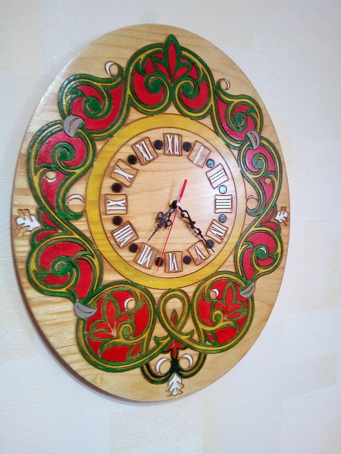 Handmade. Watch - My, CNC, Clock, Handmade, Watercolor, Linseed oil, Longpost