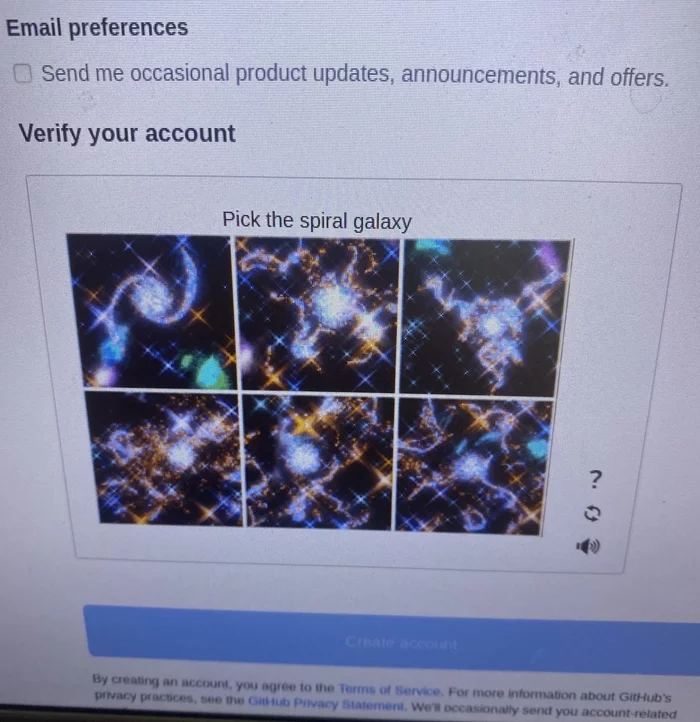 What am I, an astronomer? - Captcha, Robot, Github, Galaxy