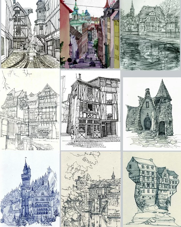 Pictures of beautiful places in the world - My, Architecture, Cultural heritage, Drawing, France, Germany, Romania
