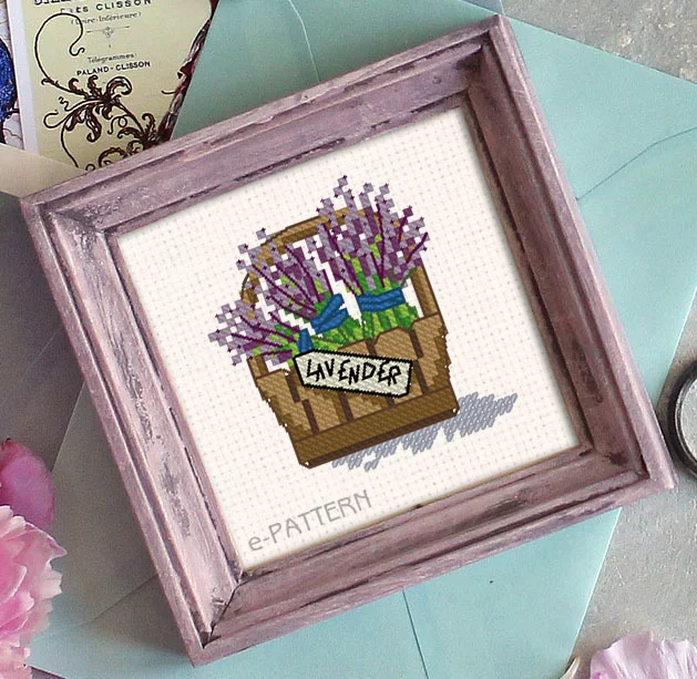 Free cross stitch pattern Bouquet of lavender - My, Embroidery, Cross-stitch, Scheme, Lavender, Needlework without process, Needlework, Flowers, Longpost