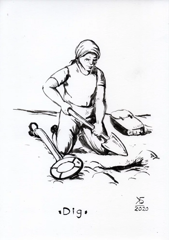 Inktober. Day 24 - Dig - My, Inktober, Mascara, Drawing, Graphics, Illustrations