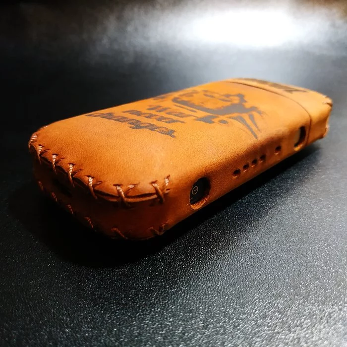 Leather case for Iqos 2.4 - My, Leather, Case, IQOS, Laser engraving, Handmade, Needlework with process, Leather products, Leather craft, Longpost