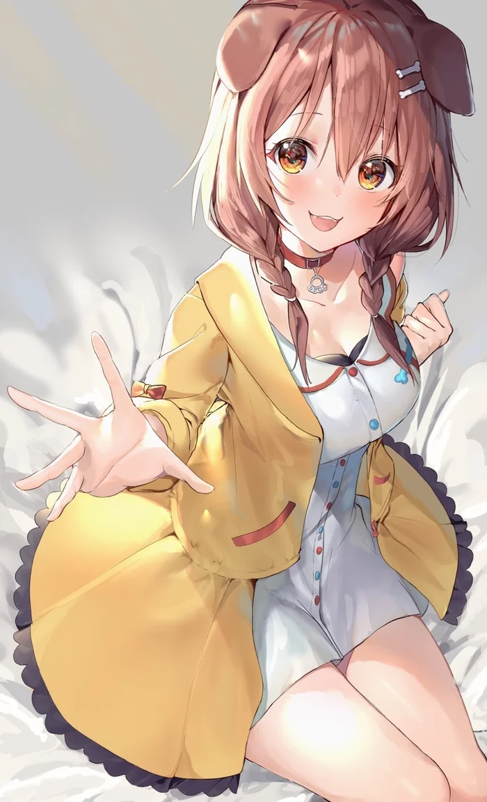 Inugami Korone Set - Аниме, Anime Art, Inugami Korone, Hololive, Animal Ears, Virtual YouTuber, Неко, Oncha, Чокер, Nekomata Okayu, Длиннопост