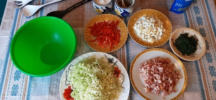 Салат с пекинской капустой и копченой курицей - Моё, Кулинария, Салат, Пекинская капуста, Видео рецепт, Видео, Рецепт