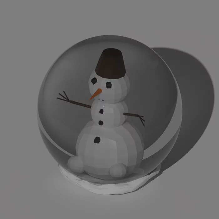 Pumpkin in Blender - first experiments with light and animation - My, Blender, 3D modeling, 3D animation, Pumpkin, Halloween pumpkin, snowman, Glass Ball, Low poly, Video