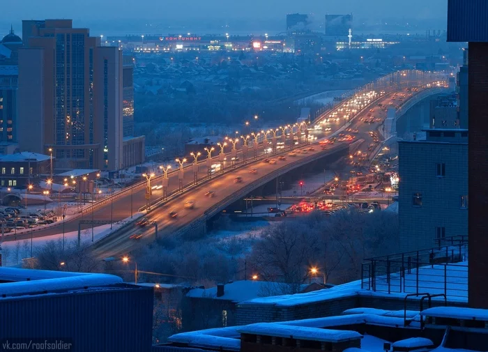 Winter in Omsk: Metromost - My, Omsk, The photo, Photographer, Alexey Golubev, Russia, Roof, freezing, Siberia, Landscape, Street photography, Town, Winter, Canon