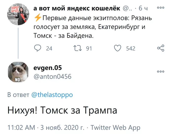 А вы за кого проголосовали? - Юмор, Выборы США, Политика, Дональд Трамп, Twitter, Скриншот