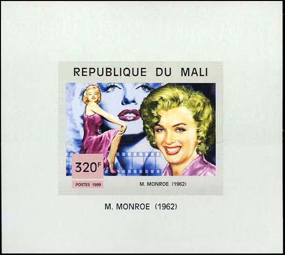 MM on postage stamps (L) Cycle Magnificent Marilyn - issue 297 - Cycle, Gorgeous, Marilyn Monroe, Beautiful girl, Actors and actresses, Celebrities, Stamps, Blonde, Collecting, Philately, Mali, 1962, 1999, The beatles, John Lennon, Neil Armstrong, Elvis Presley, Longpost