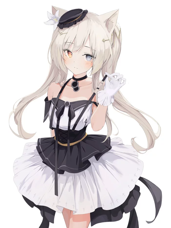 Bipolar cat - Anime, Anime art, Animal ears, Arknights, Games, Mobile games, Heterochromia, Nightmare