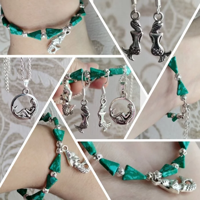 Dedicated to mermaid lovers - My, Mermaid, the little Mermaid, Tales of the Peoples of the World, A bracelet, Suspension, Pendant, Decoration, Needlework without process, , Hobby, Metal products, Green, Longpost