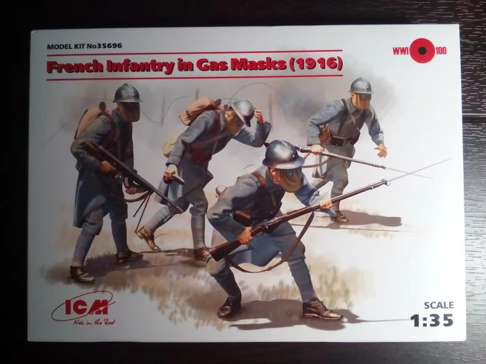 Gas near Soissons. Stage 2. French infantrymen in gas masks (1/35 ICM). Assembly Notes - My, Stand modeling, Prefabricated model, Assembly, Figurines, Miniature, Painting, Needlework with process, Hobby, World War I, Longpost