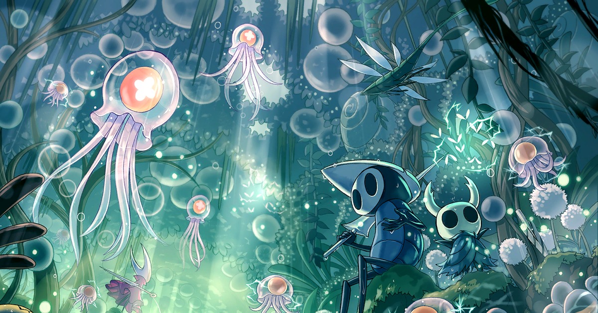 Хоул найт. Туманный каньон Hollow Knight. Медузы Холлоу кнайт. Hollow Knight медузы арт. Hollow Knight туманный каньон арт.