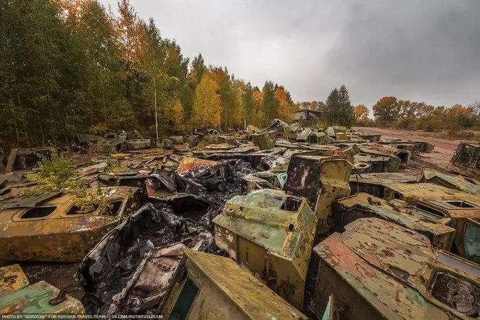 Apotheosis of War Mountains of army tractor cabs on the outskirts of an abandoned auto repair plant - My, Abandoned, Cemetery of Machinery, Longpost