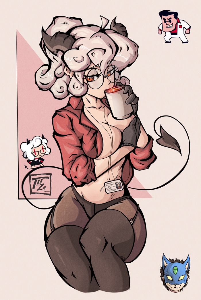 Немного кофе Pandemonica, Helltaker, Девушки, Арт, Демонесса