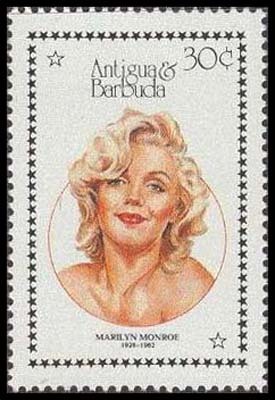 MM on Stamps (LIII) The Magnificent Marilyn Cycle - Issue 306 - Cycle, Gorgeous, Marilyn Monroe, Beautiful girl, Actors and actresses, Celebrities, Stamps, Blonde, , Collecting, Philately, Antigua and Barbuda, 1987, Longpost