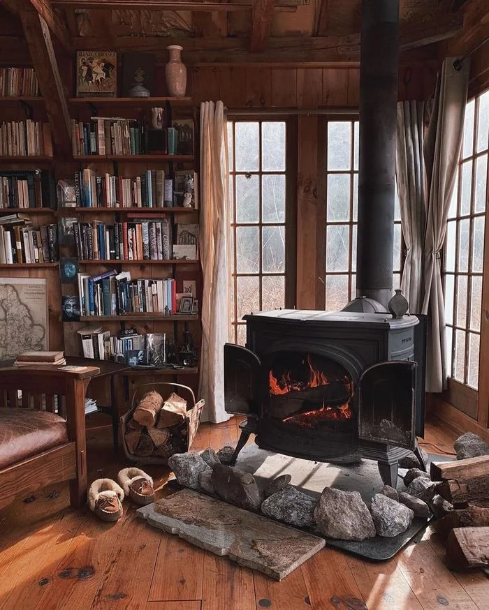 I'd read it here... - Library, Fireplace, Stove, Interior, Cosiness