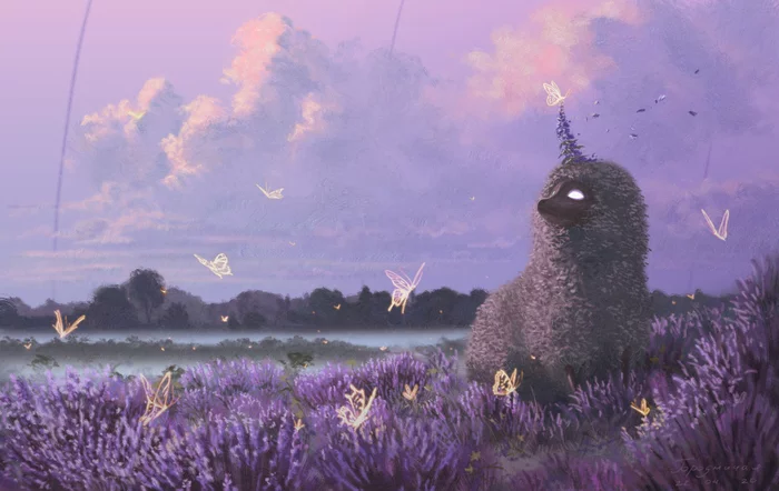 Lavender field - My, Digital drawing, Art, Fantasy, Lavender